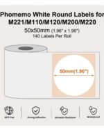 Phomemo Round Labels 50 X 50mm White – 140 labels - بيت الحرف